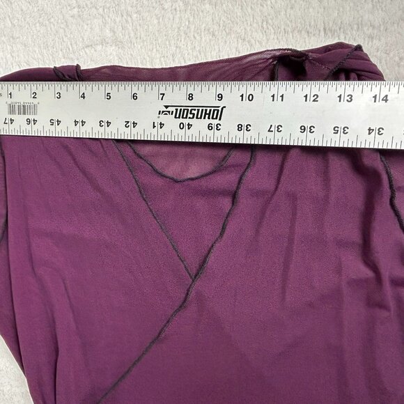 Cynthia Ashby Women's Crew Neck Sheer 3/4 Sleeve Casual Wrap Blouse Purple Small - Picture 6 of 8